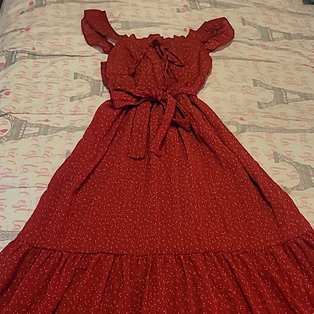 Women’s One-Shoulder Red Tie-Waist Dress